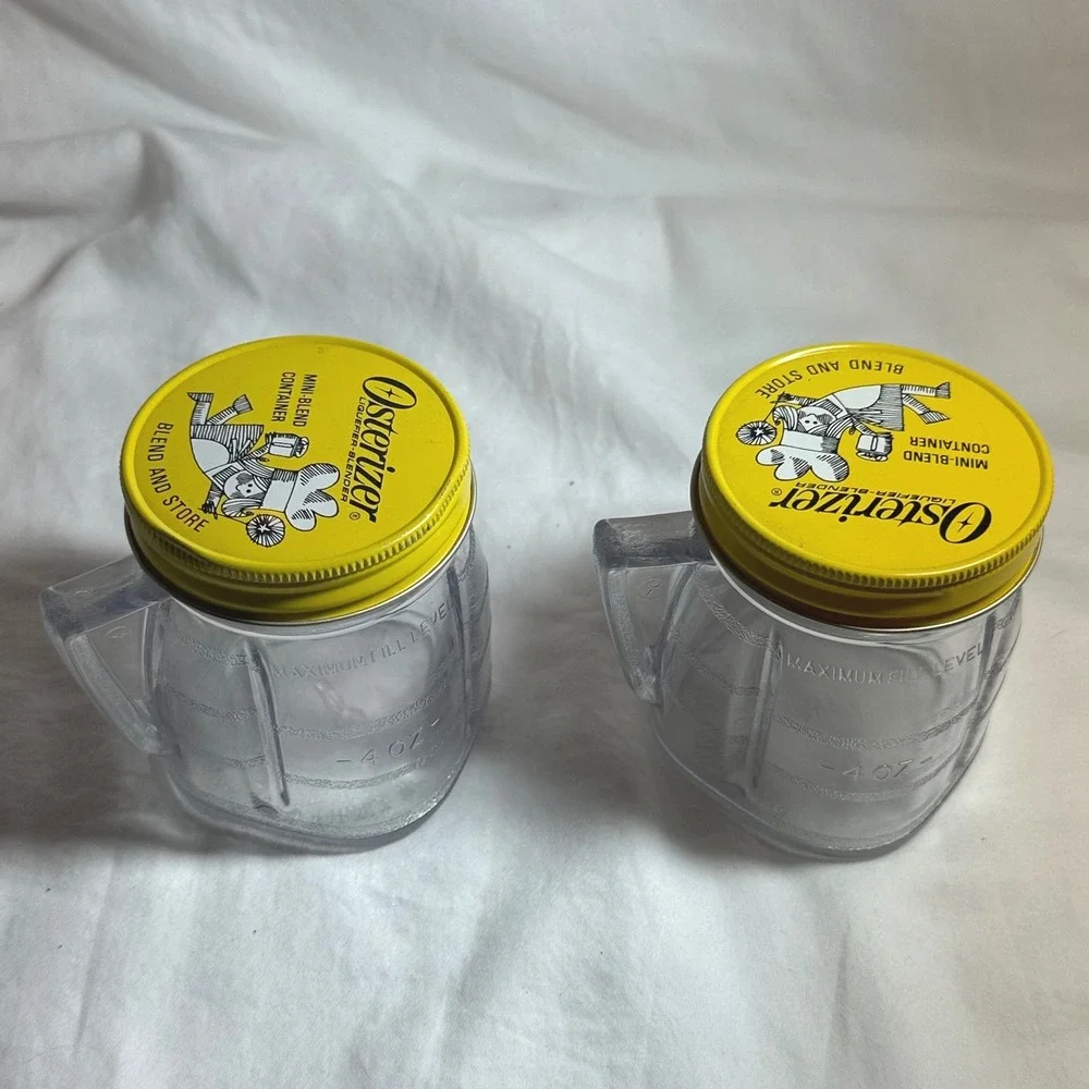 Osterizer Mini-Blend Container 4oz Clear Excellent Set of 2 With Lids